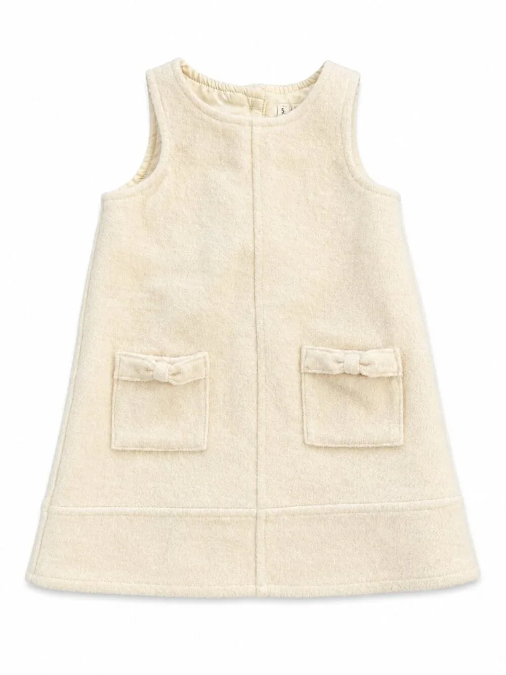 Janie and Jack Cream Wool Blend A-Line Jumper Dress Bow Pockets 18-24M EUC
